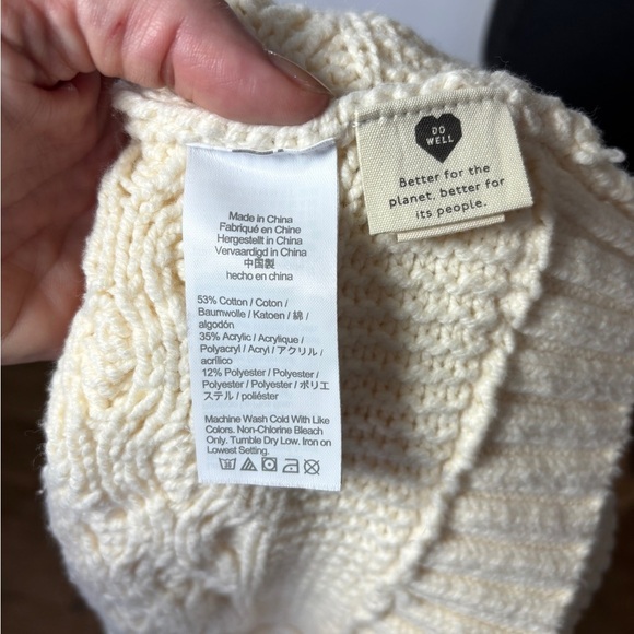 Madewell Patchwork Sweater Vest Cable Knot Oversized Boxy Soft Cotton Blend SZ S - Picture 9 of 9